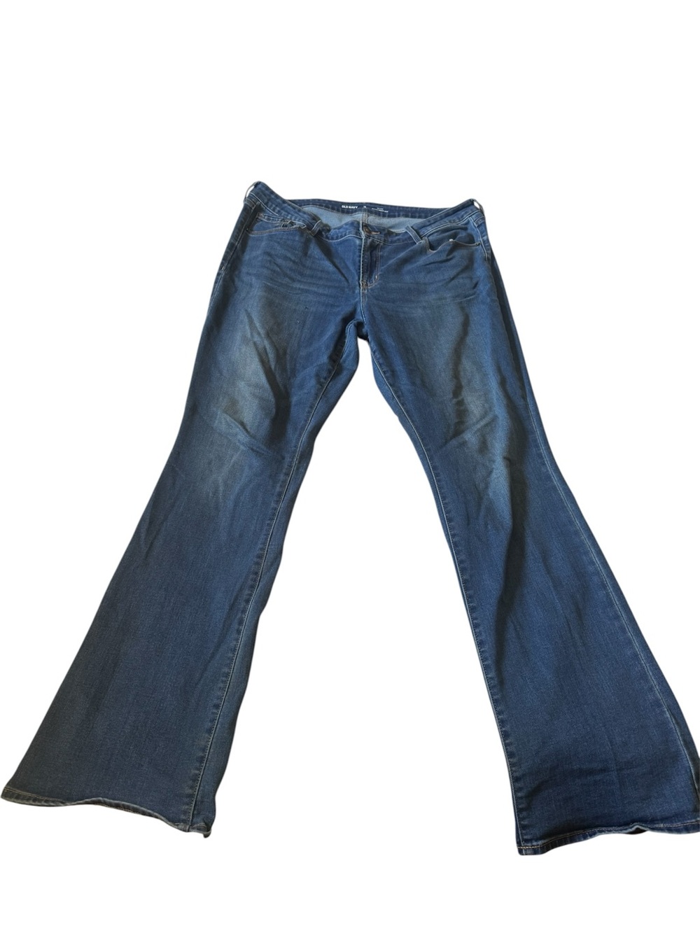 Women’s Old Navy 16 Long Mid-Rise Kicker Boot-Cut Stretch Denim Jeans RN 54023